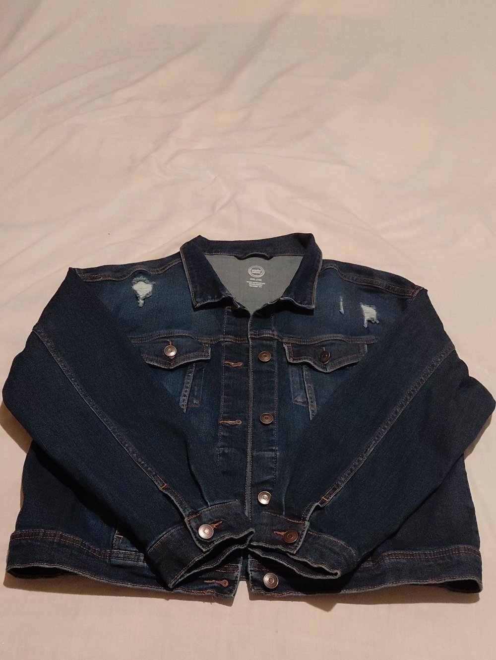 Wonder Nation  Dark Blue Distressed Denim Jacket Women XXL Sz 18 - Picture 2 of 7